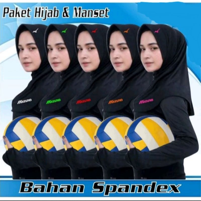 Hijab premium volly Bahan spandek mizuno hijab sport olahraga volly