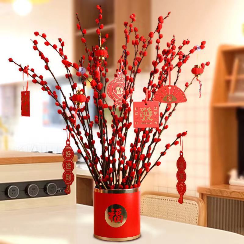 10 Pcs Dried Pussy Willow Imlek - BUNGA IMLEK Dekorasi CNY