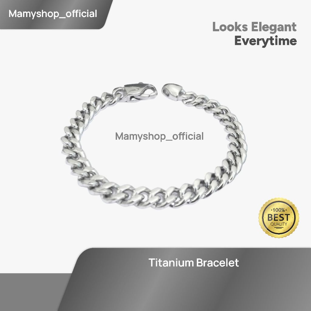 Aksesoris Cowok Gelang Bracelet Aesthetic Titanium 8mm Anti Karat Premium Kekinian Terlaris By Mamys