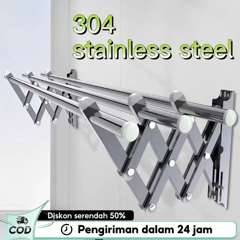 TERLARIS Jemuran Baju Tempel Dinding - Rak Jemuran Pakaian Basah Lipat Rak Jemuran Jemuran lipat