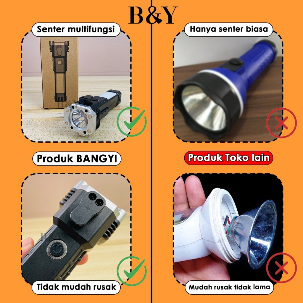 Senter Led Multifungsi Hummer Emergency Plus 4 Magnet / Senter Cas Usb