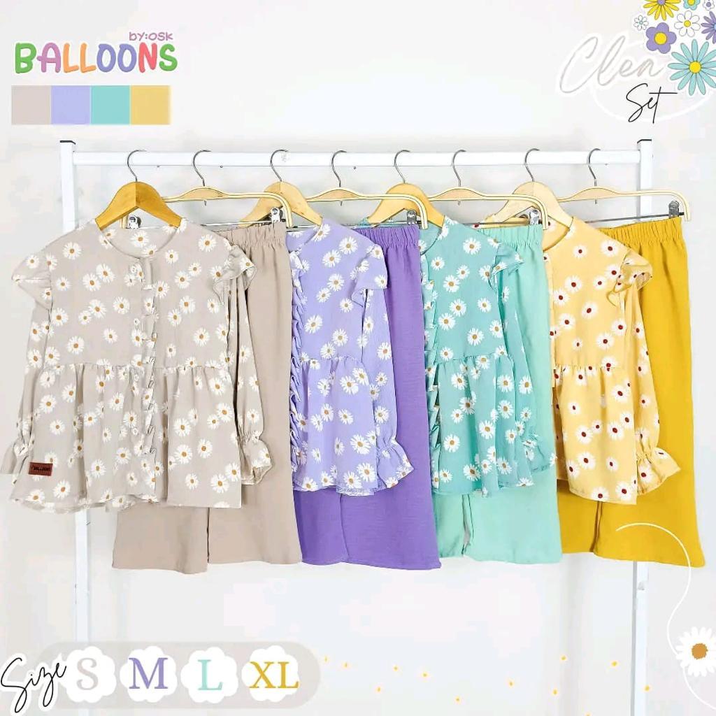 Clea Set Crinkle setelan anak cewe crinkle airflow| Kirana Baby Kids