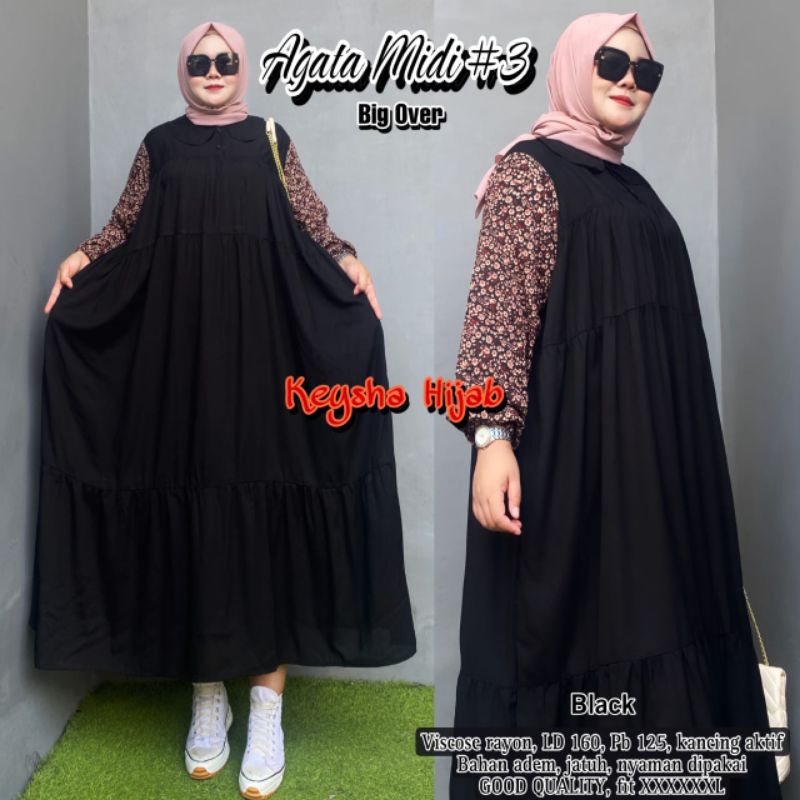 MIDI DRESS OVER JUMBO LD 160 DRESS RAYON BIGSIZE GAMIS SUPER JUMBO AGATA#3 MIDI BIG OVER