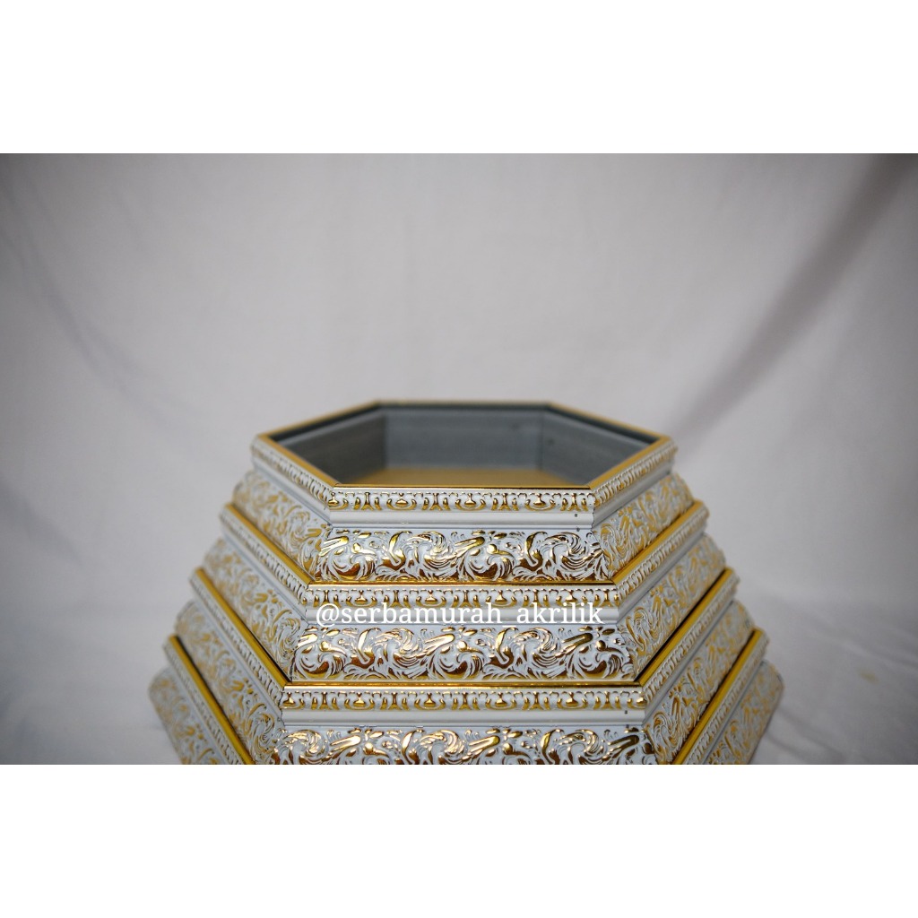 Frame kotak hantaran/Hexagonal/ seserahan 1 set isi 4box (box fiber tanpa akrilik/mika) Silver Gold