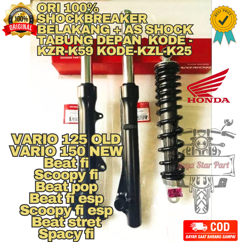 ORIGINAL HONDA SHOCKBREAKER BEKANAG + AS SHOCK TABUNG DEPAN ASLI ORIGINAL SHOCK ORI AHM KODE KZL-KZR
