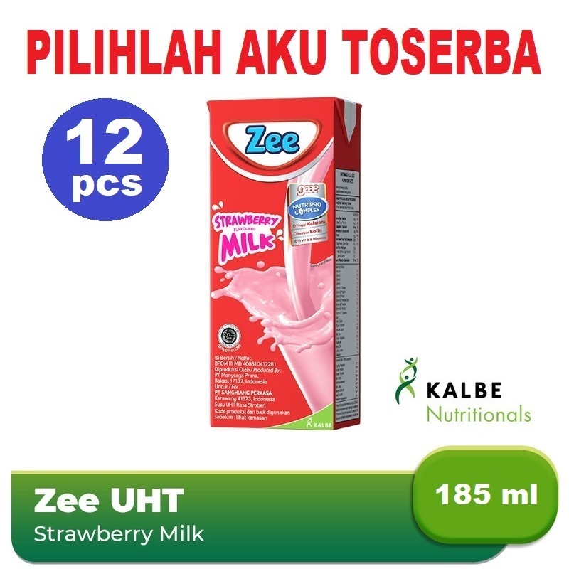 Susu ZEE UHT STRAWBERRY MILK SHAKE 185 ML - (HARGA PAKET isi 12 kotak)
