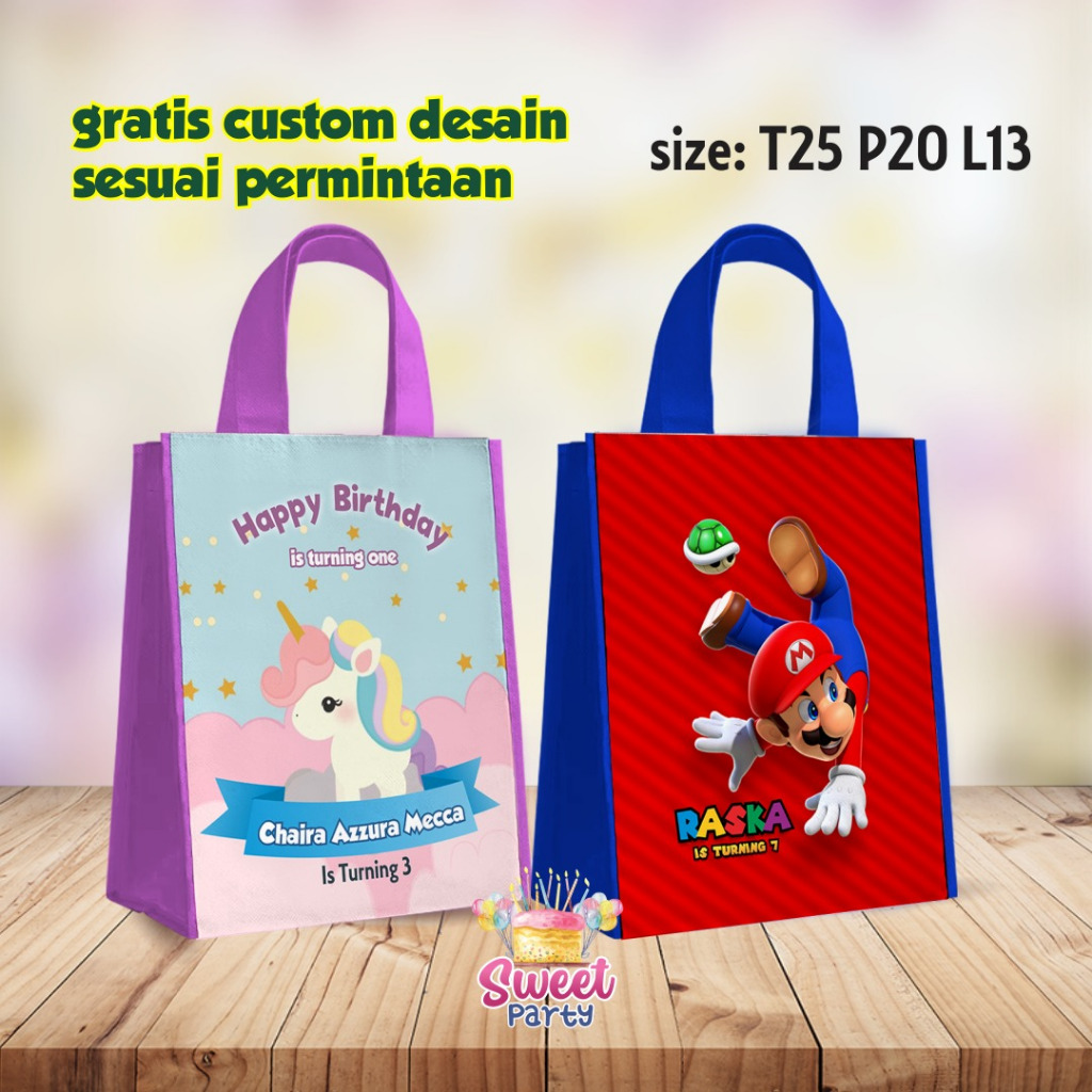 

Goodie Bag Ulang Tahun Anak /Tas Ultah Custom/Goodie Bag Custom/Tas Ultah Unik/Souvenir Custom