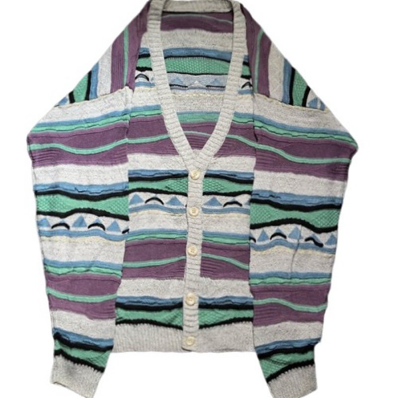 Thrift Knitwear Coogie by C&A | Preloved Cardigan Motif Timbul Vintage | Cardigan 3D Coogie