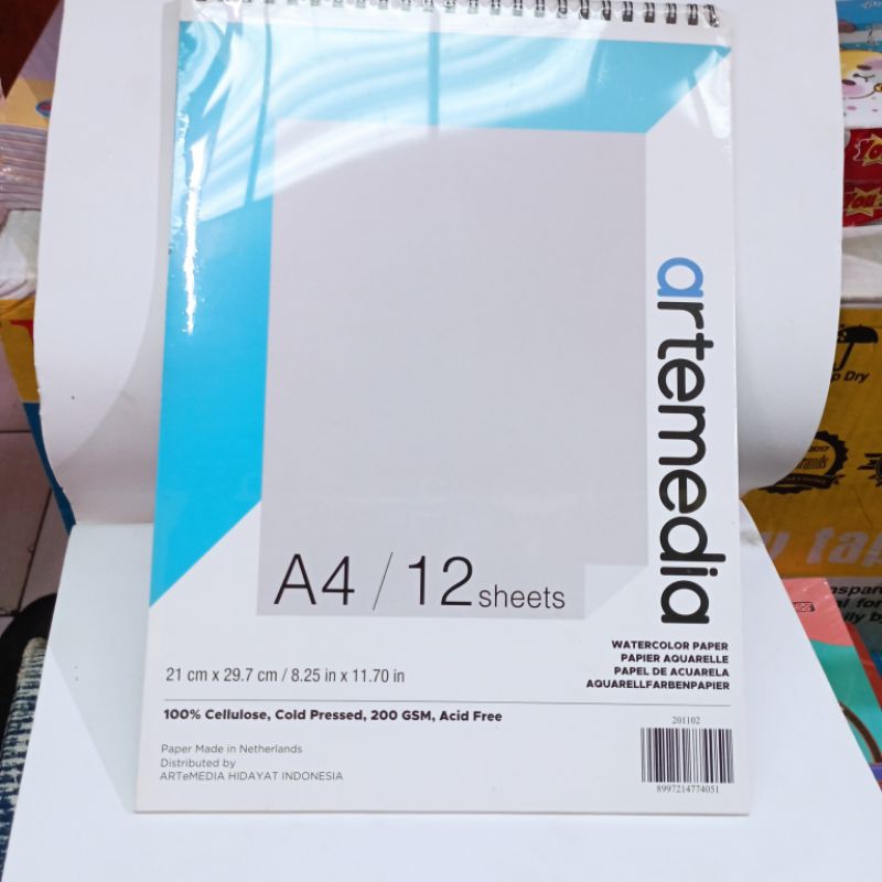 

ARTEMEDIA WATERCOLOR PAPER A4 isi 12 sheets 200 gsm / pcs