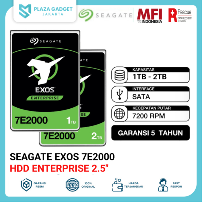 Seagate EXOS 7E2000 HDD / Hardisk Enterprise 1TB 2TBSATA 2.5" 7200RPM Garansi Resmi 5 Tahun
