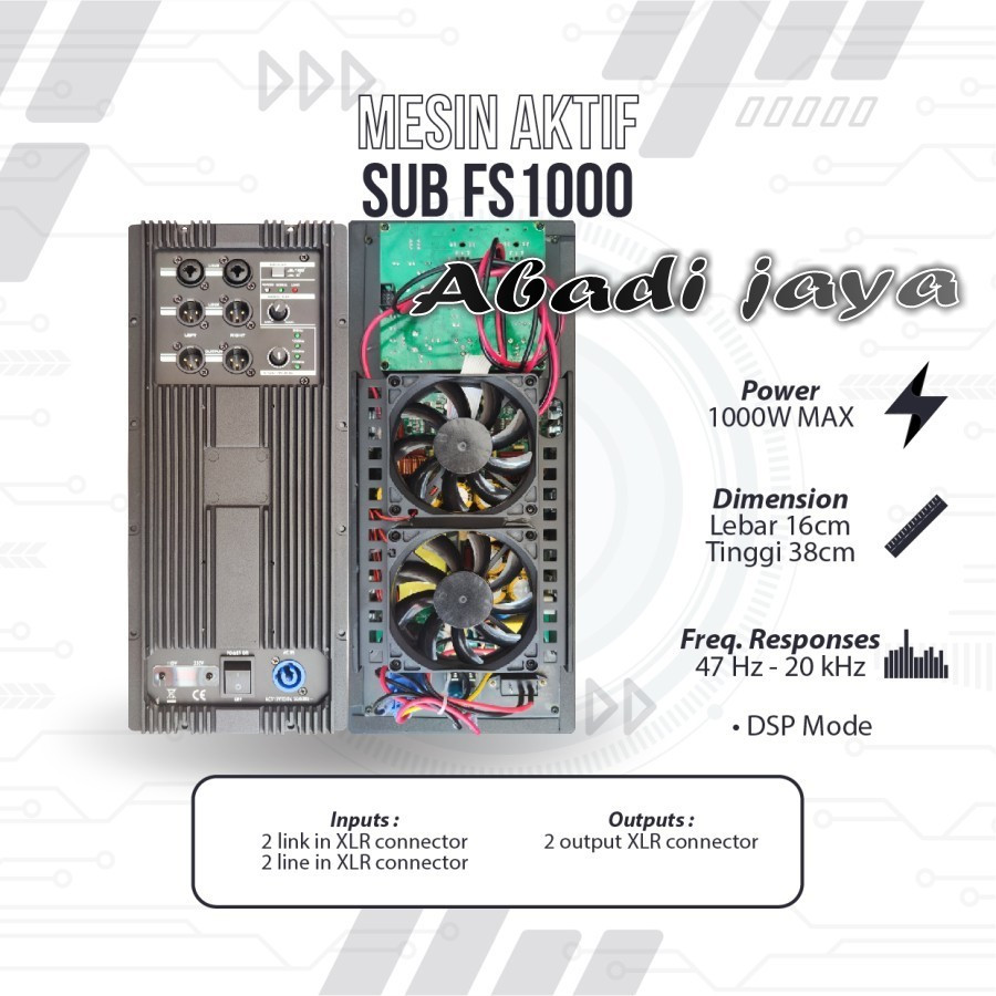Mesin Speaker Aktif / Power Kit Aktif 1000 Watt Original SUB FS1000