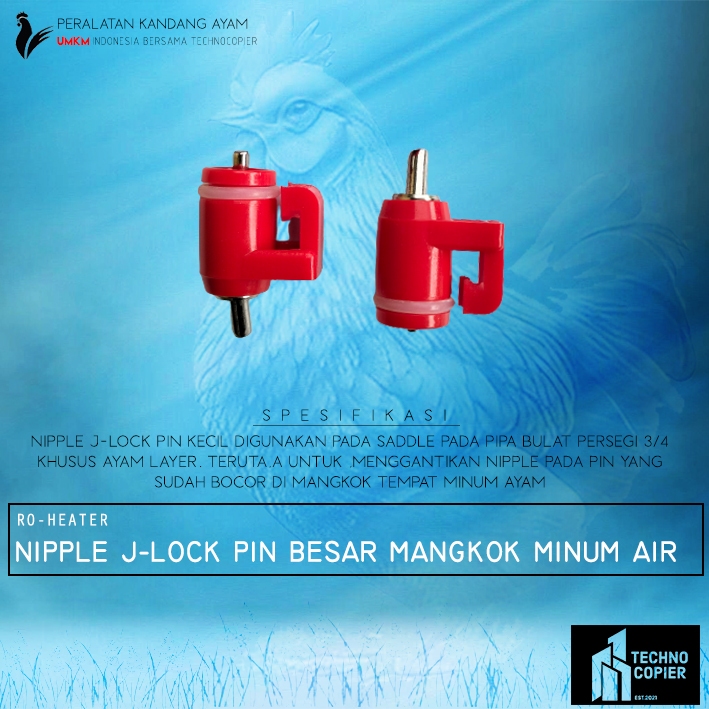 Nipple Kapsul Ayam Boiler Petelur A3 A5 J-Lock Nepel Drinker Cup Air Pakan Kandang Ayam [COD] - Technocopier