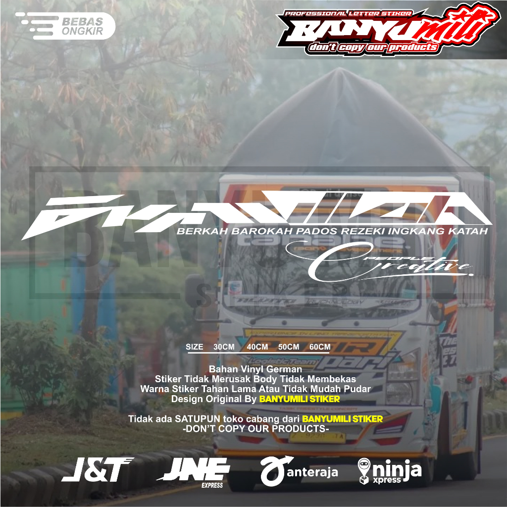 Stiker kaca truk bismillah cutting stiker variasi kaca depan mobil pickup truk bismillah