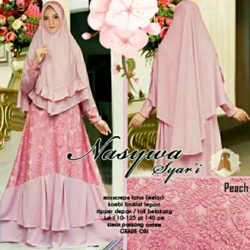 Gamis Syar'i Set Hijab Series Lebaran 2024 Nasywa Syar'i, Mayra Syar'i, Sally Syar'i, Bubble Syar'i