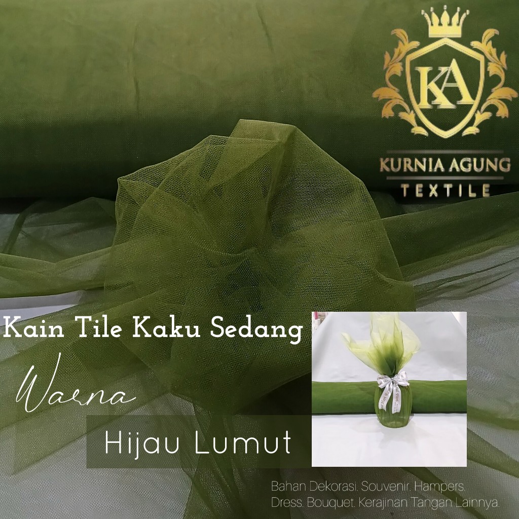Kain Tile Kaku Sedang Souvenir Hampers warna Hijau Lumut Olive Bahan Bungkus Souvenir Toples Jar Tum