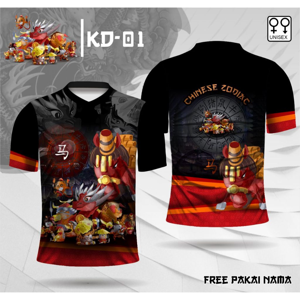 Baju imlek shio kuda jersey chinese zodiac kaos all shio