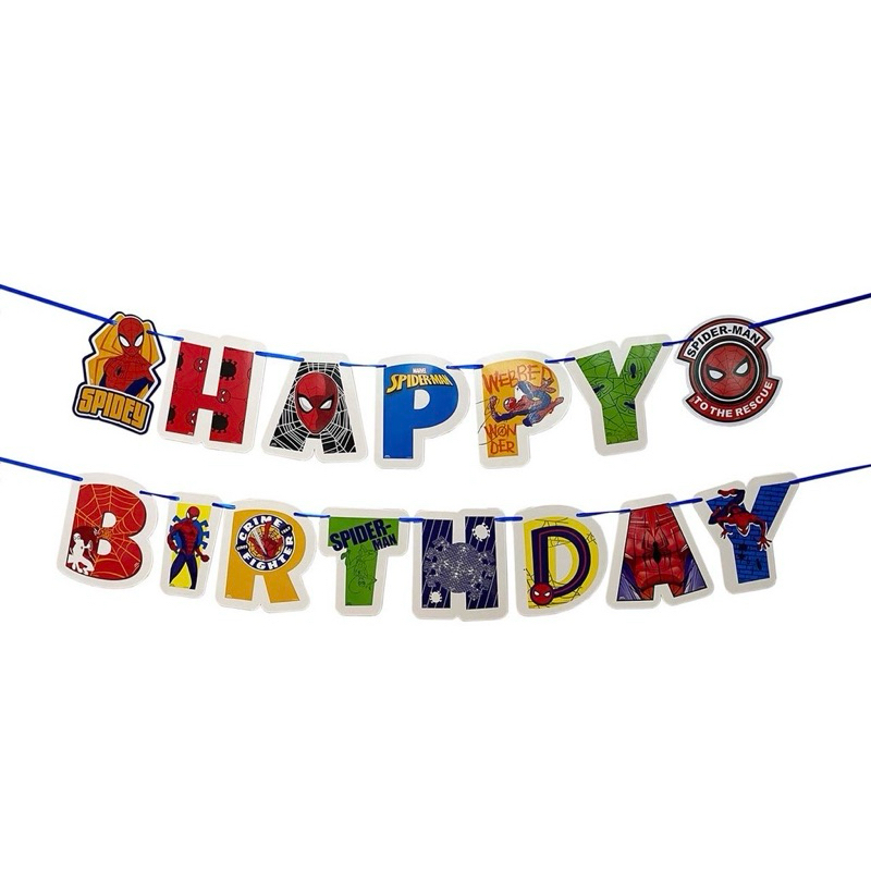 BANNER HAPPY BIRTHDAY KEPALA SPIDERMAN PREMIUM