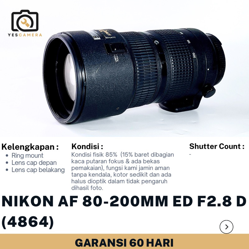 Lensa Nikon 80-200mm F2.8 Gen 3 Bergaransi 2bulan Lensa Tele (4864)