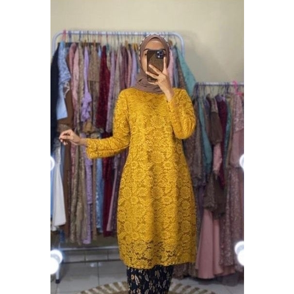 KEBAYA BRUKAT MUSLIM MODERN / KEBAYA / ATASAN KEBAYA TUNIK BRUKAT / KEBAYA BROKAT TUNIK LONG DENGAN 
