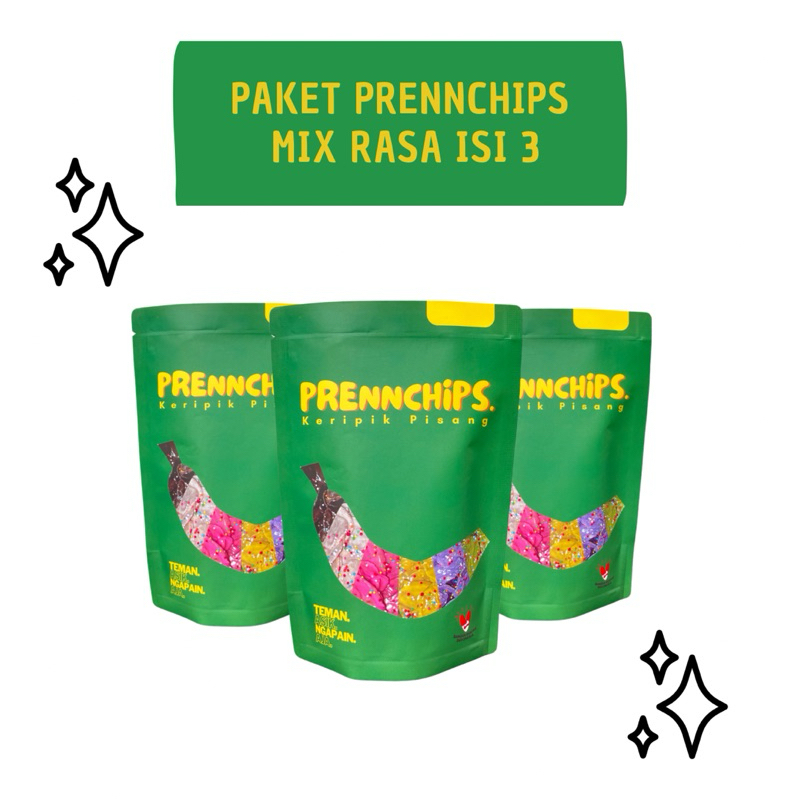 

PRENNCHIPS paket 3 pcs MIX VARIAN | keripik pisang coklat lumer dengan bumbu tebal dan nikmat