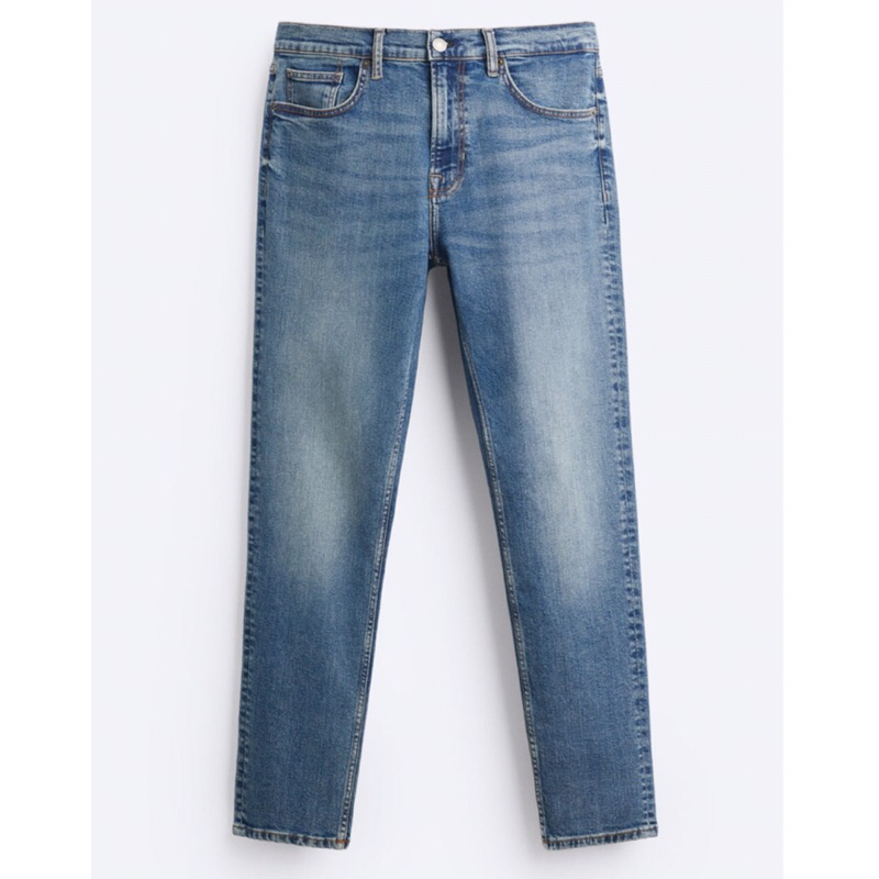 ZARA Men Slim Fit Jeans Celana Panjang Denim Pria Mid Blue