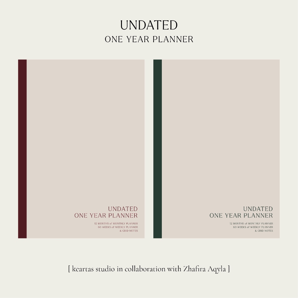 

Undated One Year Planner by Keartas Studio in Collaboration with Zhafira Aqyla / Monthly Daily Weekly Planner Journal Agenda