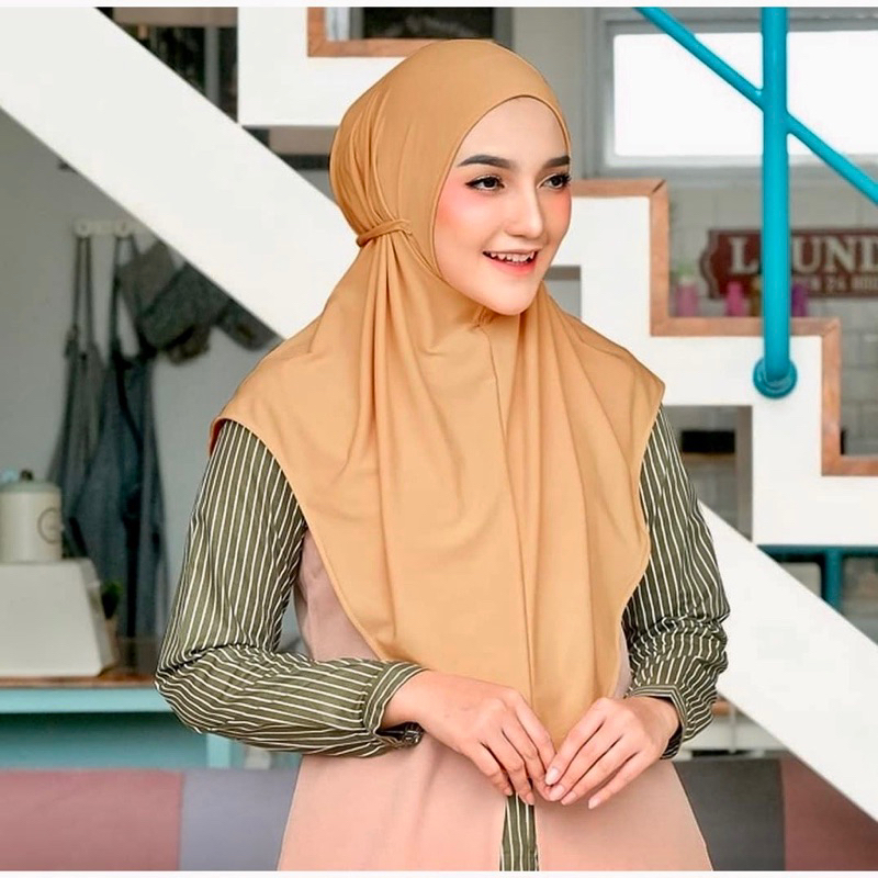 BERGO INSTAN HAMIDAH TALI NON PED / JILBAB PINGUIN NON PET TALI BAHAN JERSEY / KERUDUNG DAILY JERSEY