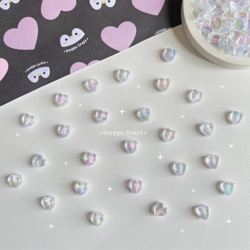 [50Pcs] Manik Love Bening | Manik Hati Bening