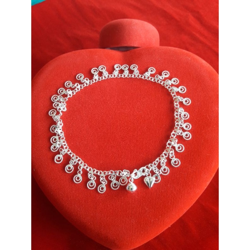 Gelang kaki wanita dewasa perak asli