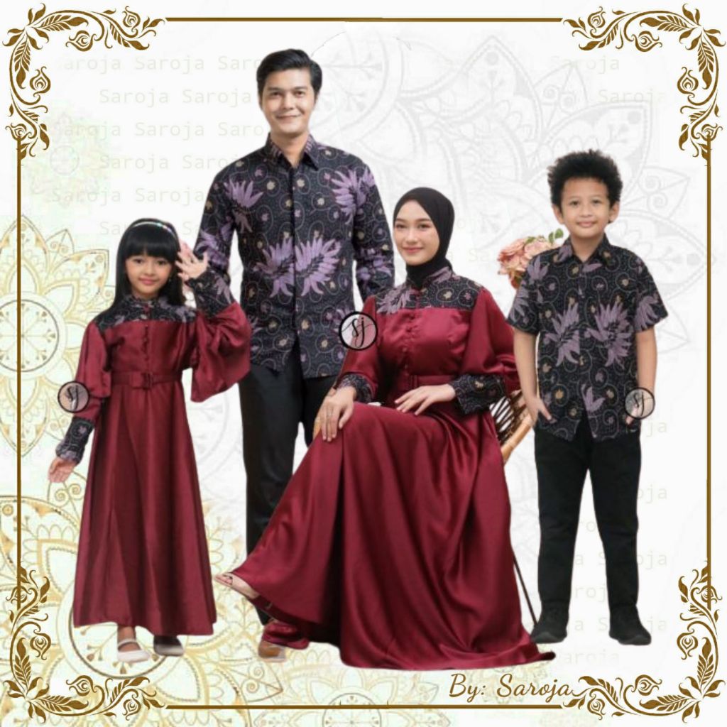 Couple Keluarga Family Set Gamis Maxmara Prili Ungu | Gamis Wanita Maxmara | Couple Pesta Terbaru