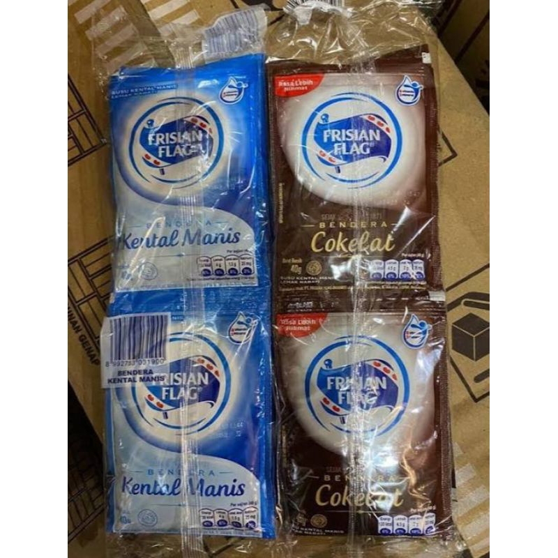 

Frisian flag renceng isi 6 sachet - susu kental manis putih - susu kental manis coklat 40g