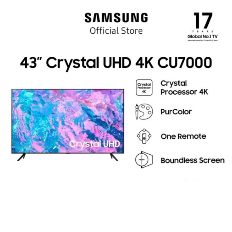 Samsung 43 inch UHD 4K 43CU7000 Smart TV UA43CU7000