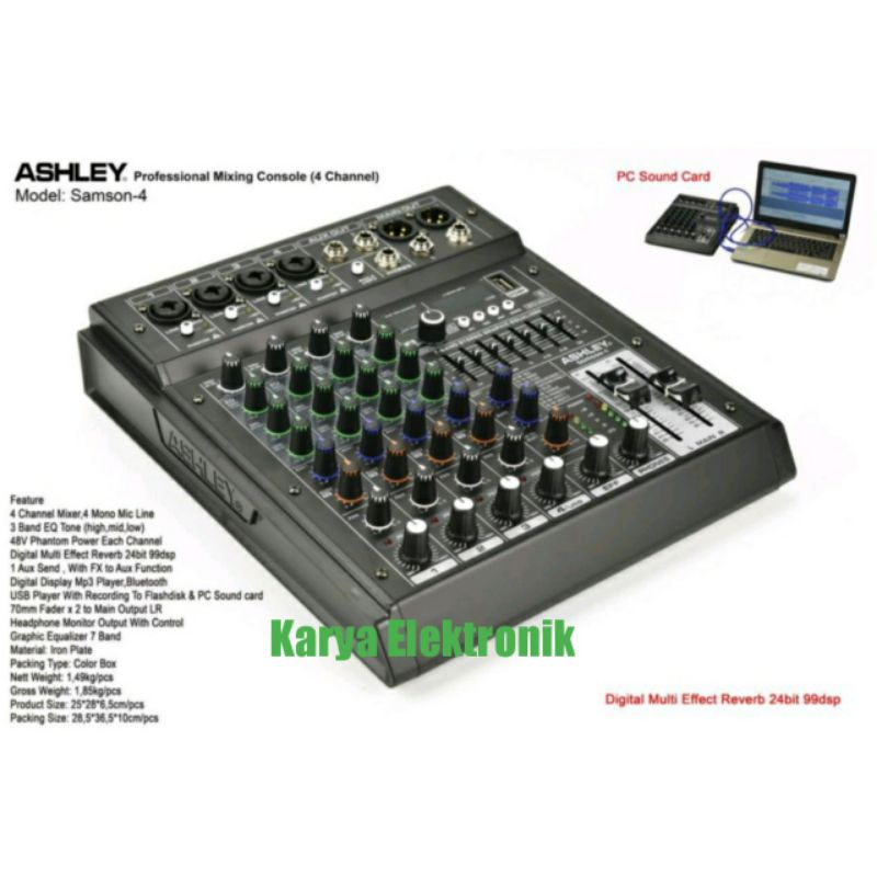 Mixer Ashley Samson4 Original 4 Channel Bluetooth Mixer Ashley Samson 4