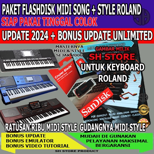 Update 2024  Flashdisk FD Midi Dan Style Untuk Keyboard Roland Paket Lengkap Bonus Melimpah