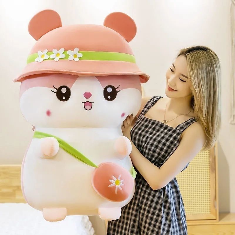 Boneka Mainan Anak Hewan Hamster Pakai Topi Lucu Jumbo