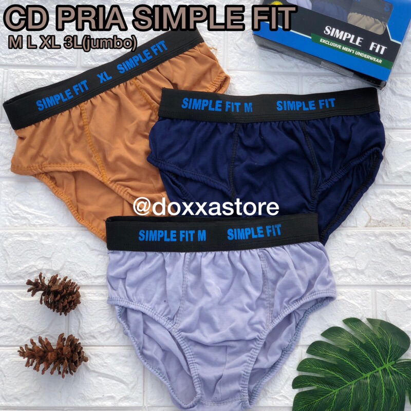 3Pcs CD Celana Dalam Pria Simple Fit Box Biru