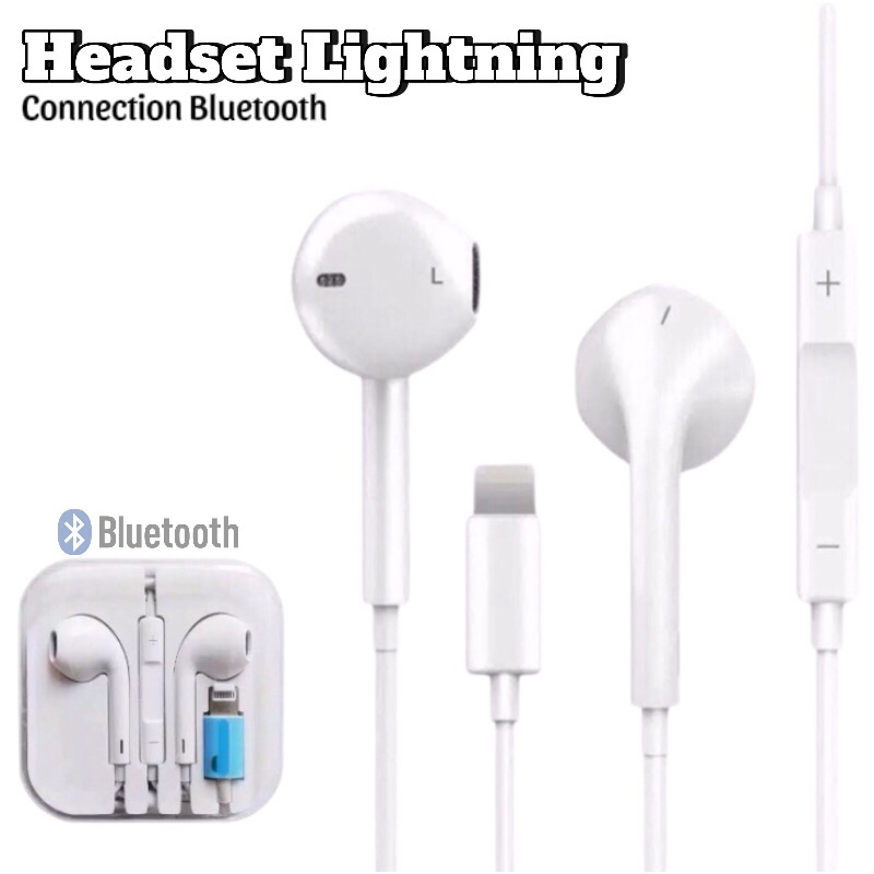 Headset Iphone Lightning Connection Bluetooth / Handsfree IOS / Earphone Lightning Iphone 7-13
