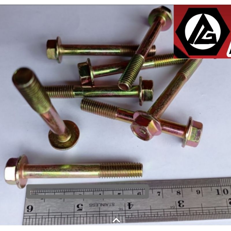 Baut Flange M8x55 Kuning / Flange Bolt M8 x 55 - P1.25 / Baut Topi Kunci 12