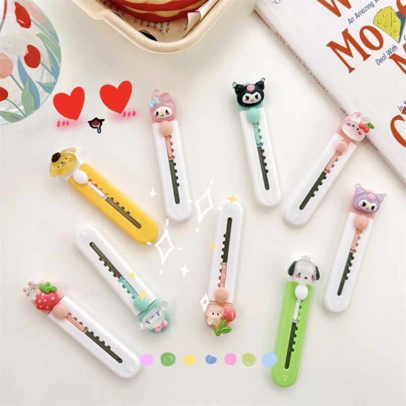 

Cutter Mini Sanrio Melody Kuromi Pisau Kecil Heart Shape Tajam Travel Small Knife Paper