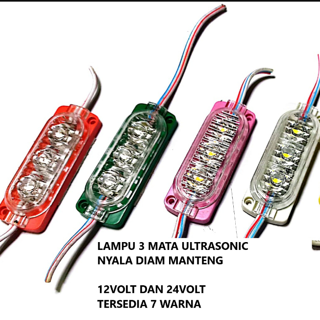 LAMPU LED 3 MATA ULTRASONIC KOLONG BAK TRUK MOBIL MOTOR 12 VOLT 24 VOLT 12V 24V