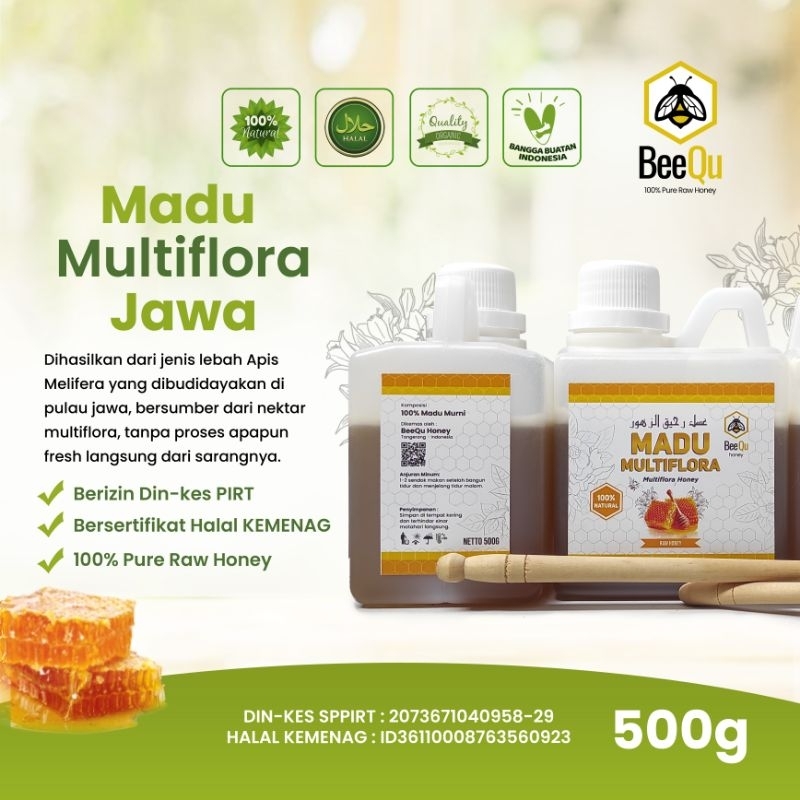 

Madu Multiflora Jawa 500gram Murni Asli 100% Tanpa Campuran - BeeQu Honey