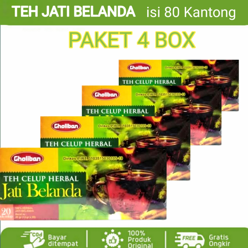 

[ PAKET 4 BOX ] Teh Celup Daun Jati Belanda Gholiban