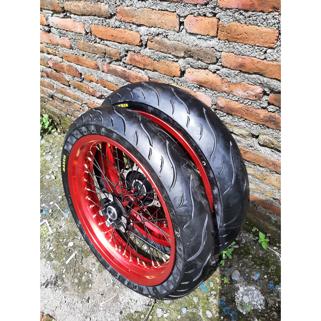 paket wheelset supermoto crf 150 l ban maxxis baru velg rossi 300 350 murah