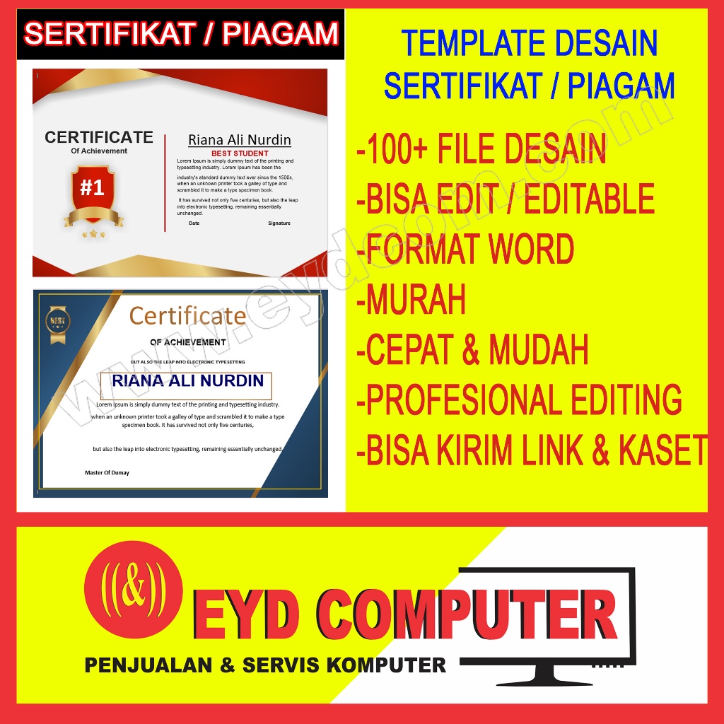 DESAIN SERTIFIKAT PIAGAM KOLEKSI TEMPLATE DESIGN GRAFIS CERTIFICATE USAHA PERCETAKAN WORD