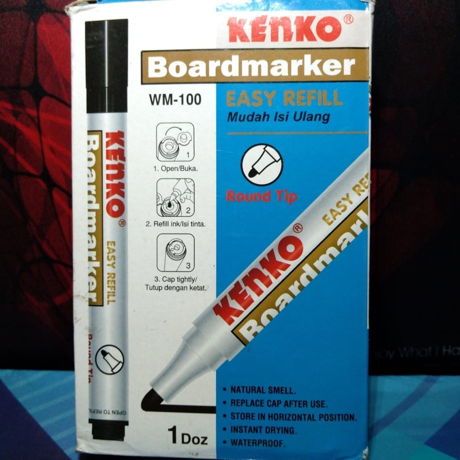 

KENKO SPIDOL BOARDMARKER Bisa Dihapus WM-100 - Hitam isi 12 pcs
