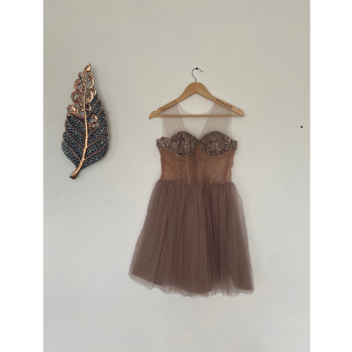 Preloved Wedding Short Dress Gaun Pendek Pesta Kondangan Coklat