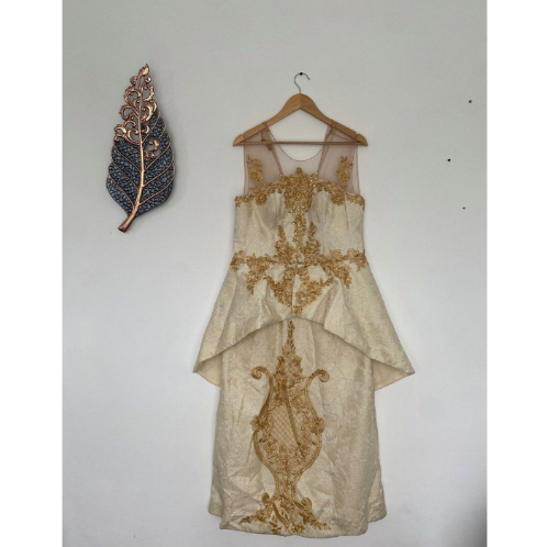 Preloved Wedding Night Dress Gaun Malam Pesta Kondangan Warna Cream Muda