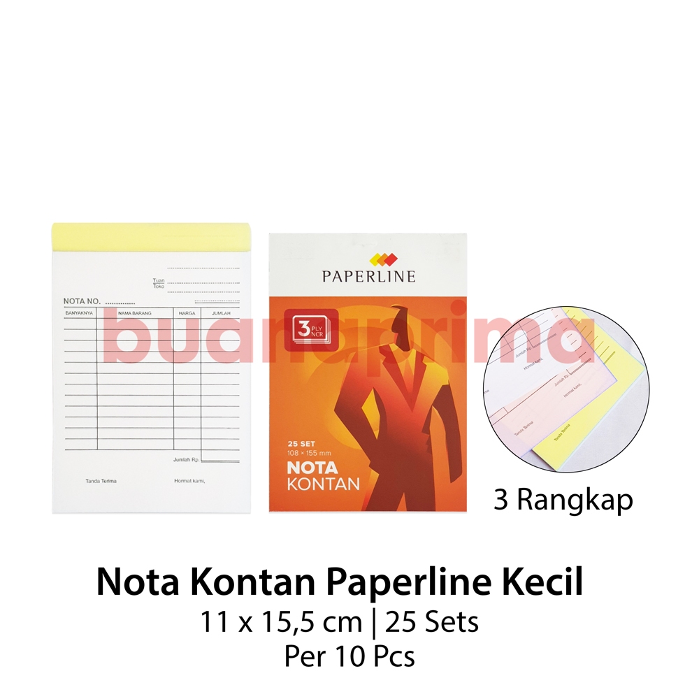 

Nota Kontan Rangkap 3 ply Kecil isi 10 pcs Paperline Tegak Buku Bon Faktur NCR PPL