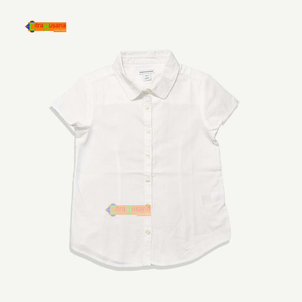 Kemeja anak lengan pendek 4-12 T - kemeja polos putih - kemeja lebaran - kemeja putih cewek