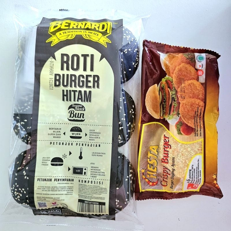 

(PAKET) BERNARDI burger hitam wijen + FIESTA chicken burger 6s